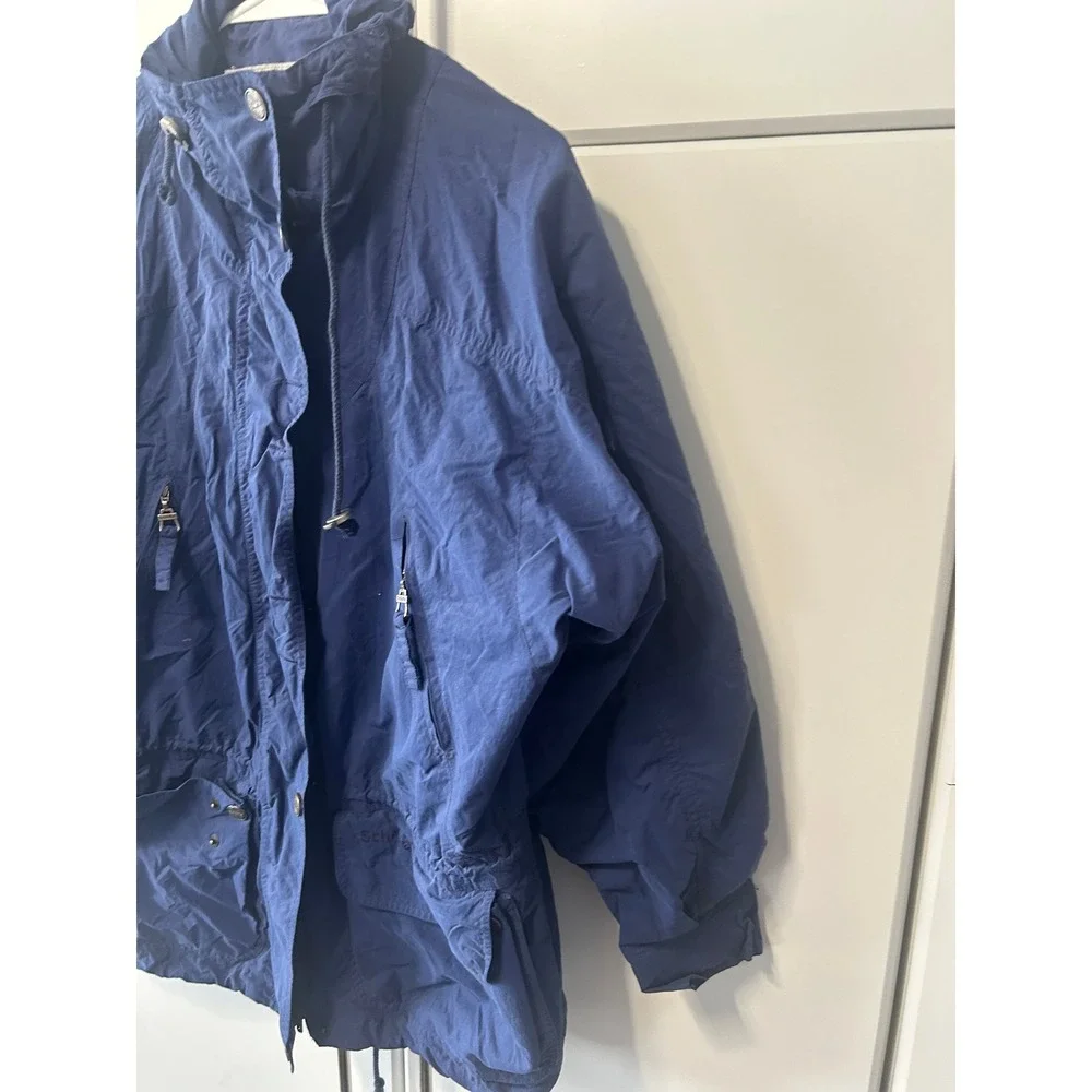 Vintage Schoffel Blue Utility Jacket Hooded Full Zip Windbreaker‎ Mens Medium